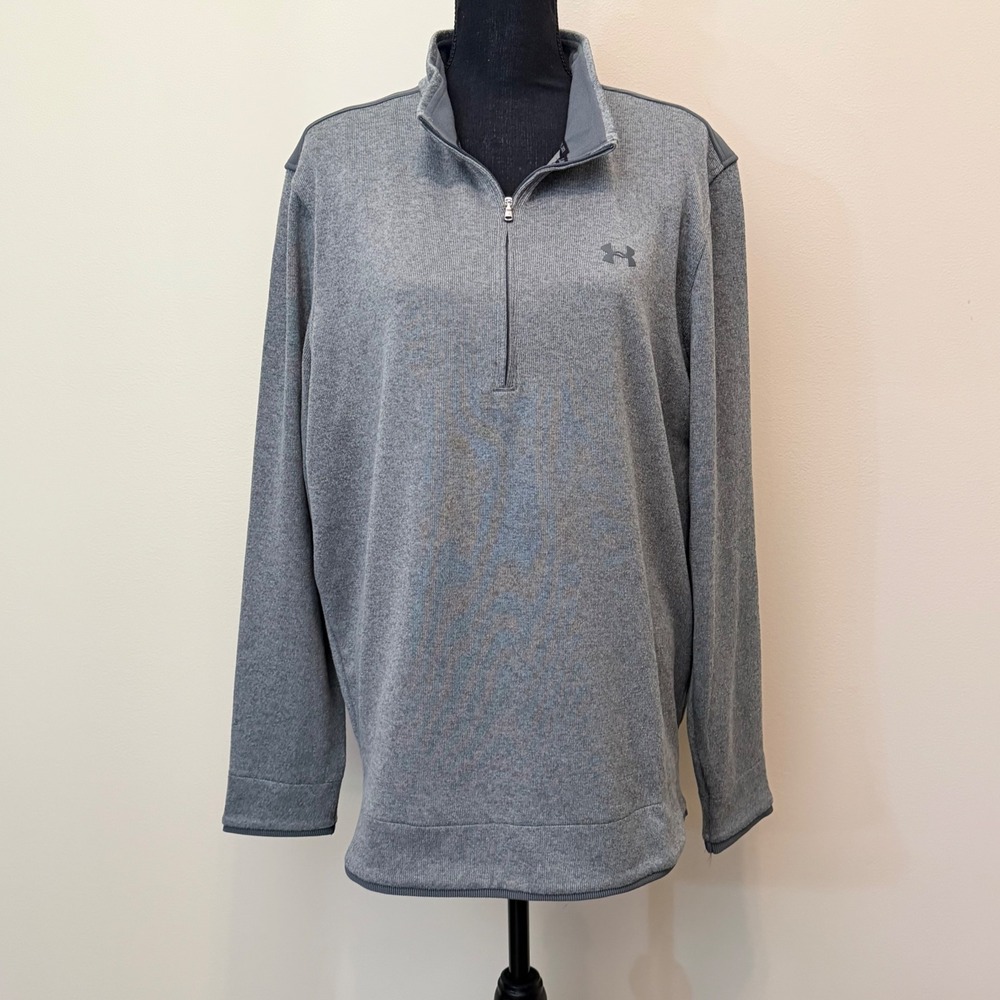 Under Armour ColdGear Mens XL Gray Quarter Zip Pullover Sweater Activewear Sport